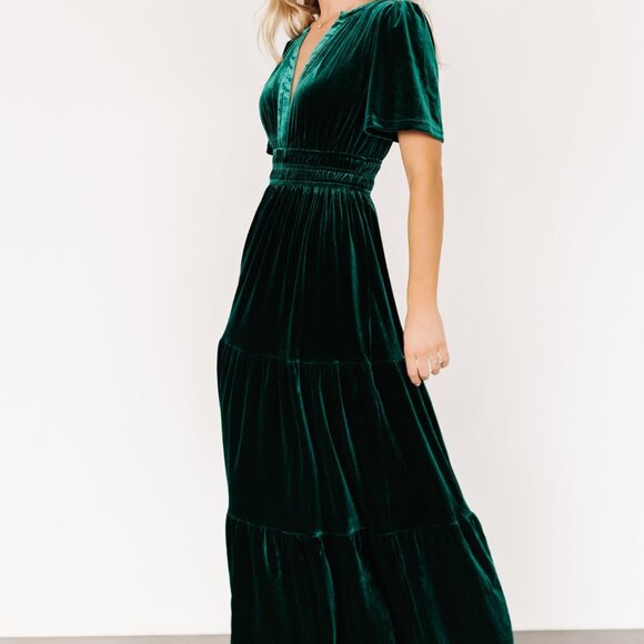 Baltic Born Artemis Velvet Maxi Dress | Emerald Size SS - Picture 3 of 5